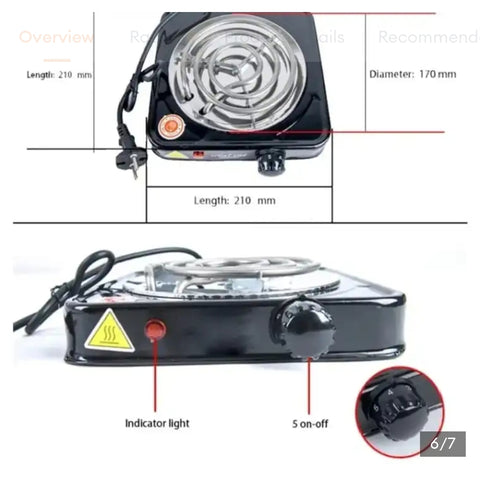 Electric Stove for cooking, Hot Plate heat up in just 2 mins, Easy to clean, 1000W, Automatic